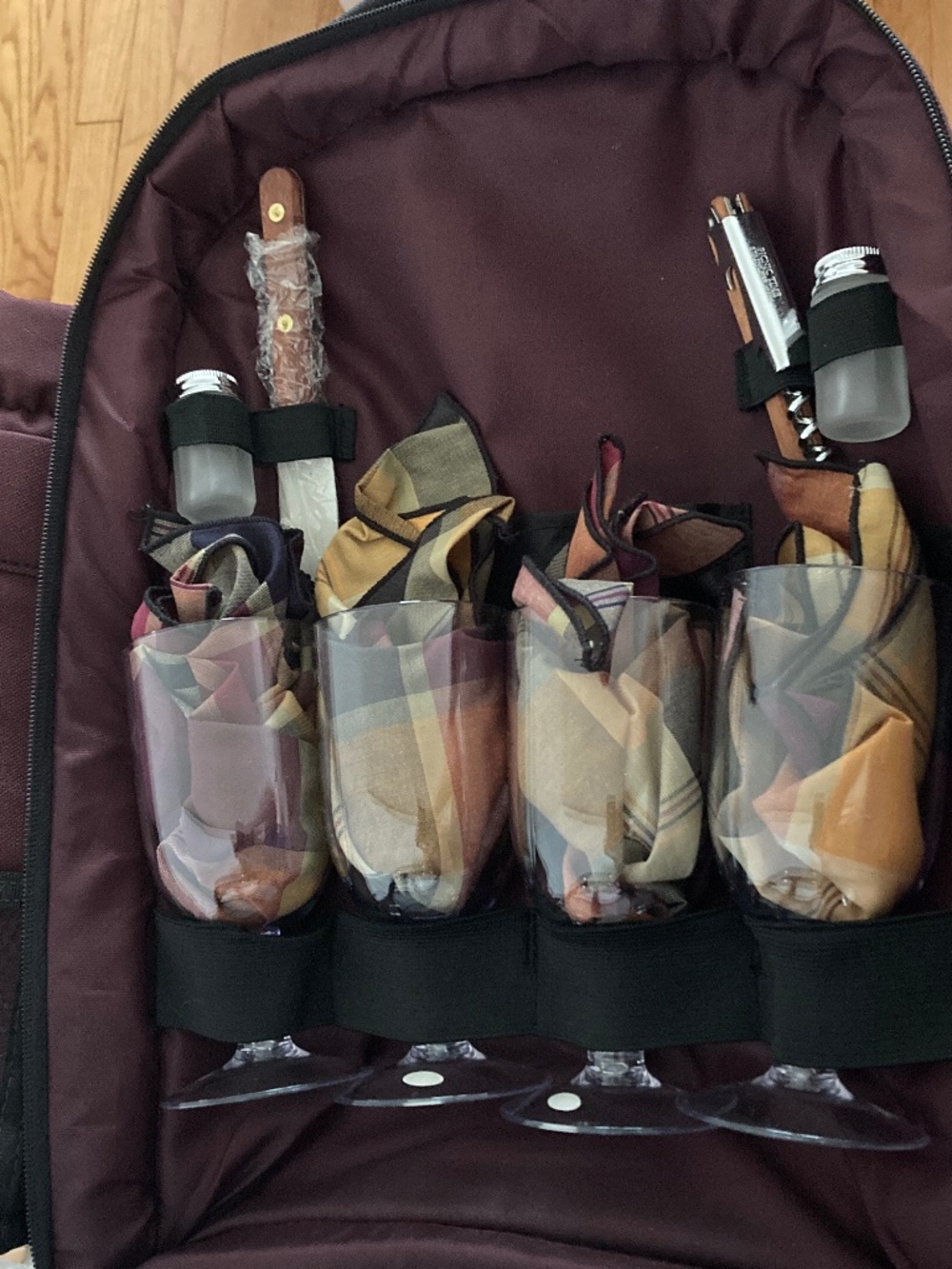 NEVER USED Picnic backpack- fully loaded! Metal utensils. Blanket and more!